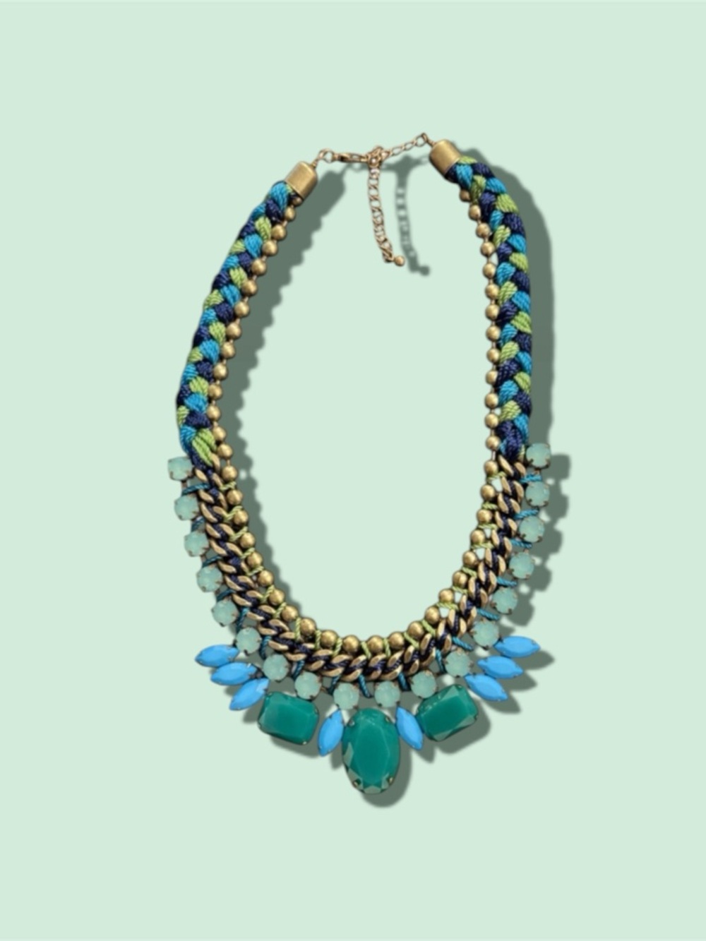 NEW Statement Turquoise & Gold Multi-Row Necklace
